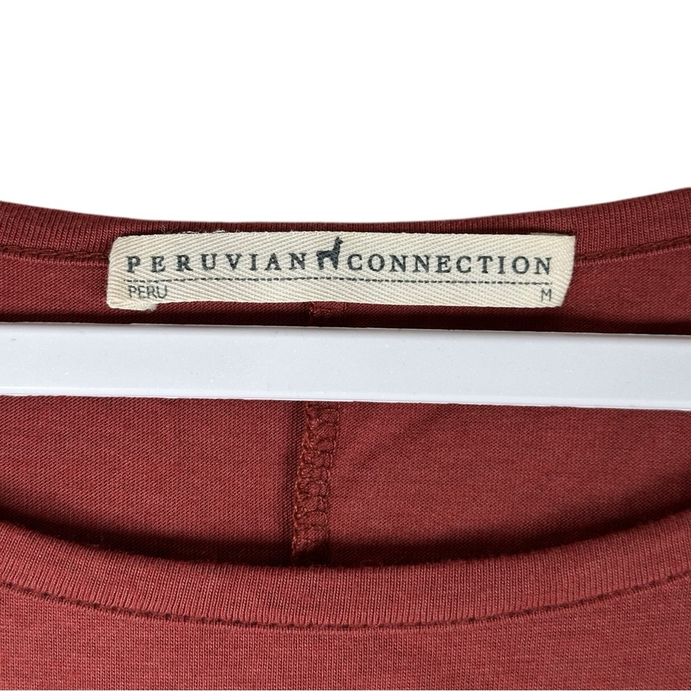 Peruvian Connection Solid Red Half Sleeve Hi-Low … - image 3